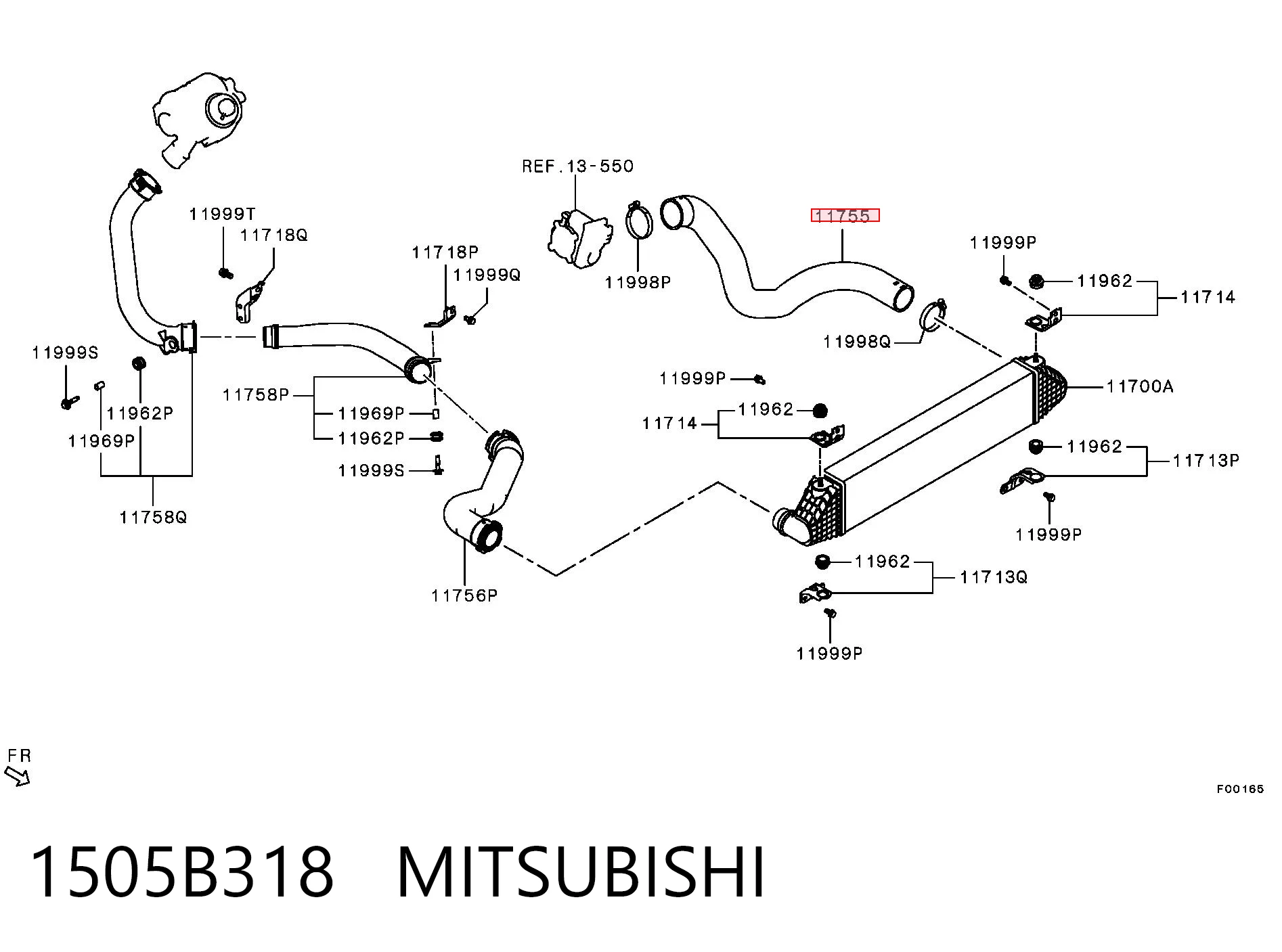 1505B318 Mitsubishi Патрубок интеркуллера