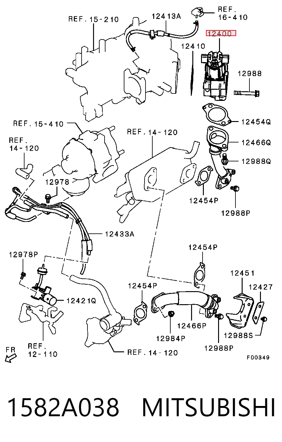 1582A038 Mitsubishi Клапан рециркуляции отработавших газов EGR