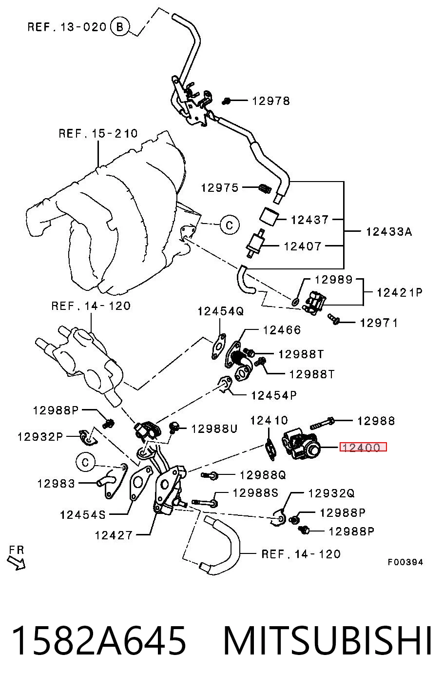 1582A645 Mitsubishi Клапан рециркуляции отработавших газов EGR