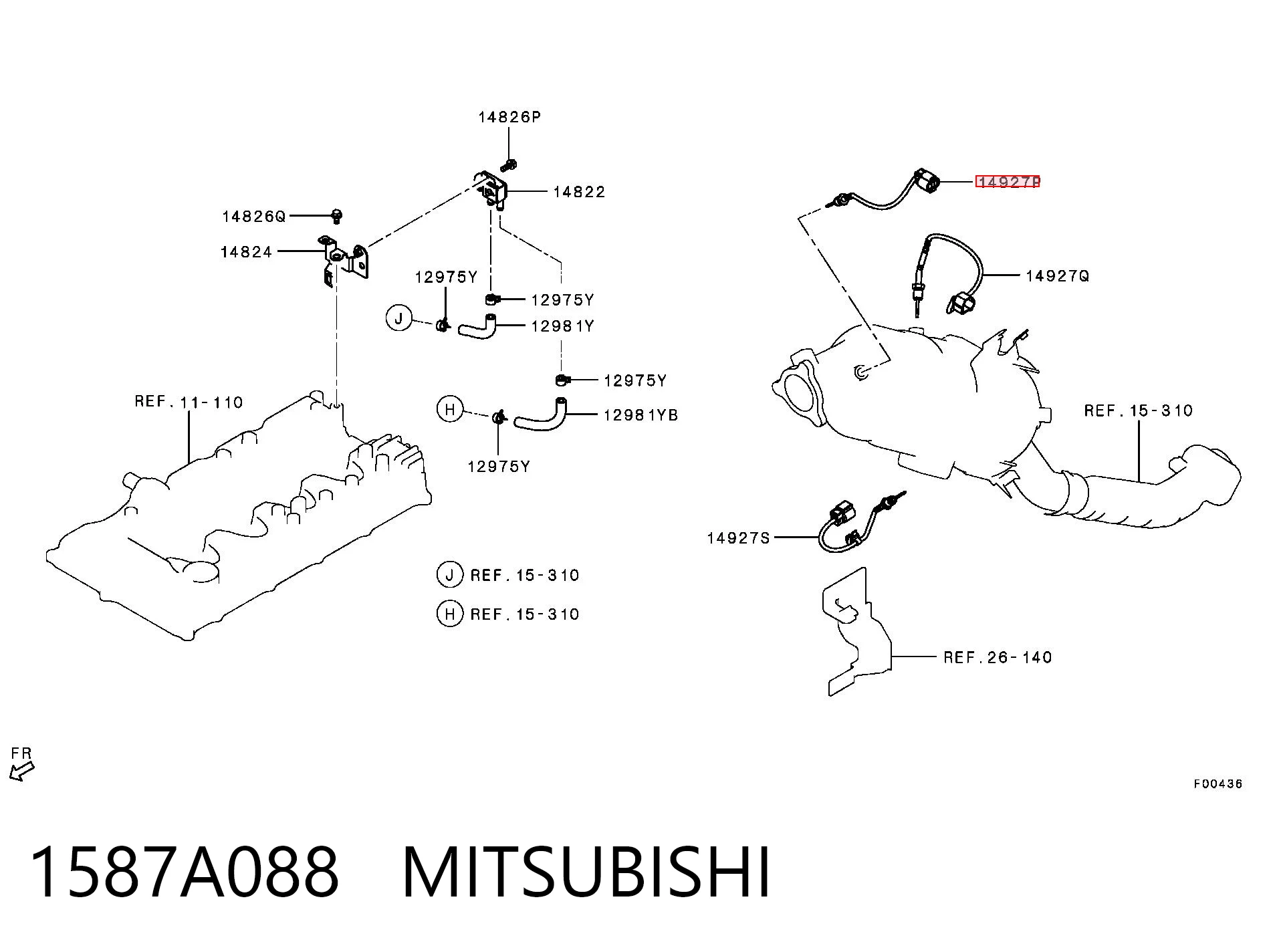 1587A088 Mitsubishi Датчик температуры отработавших газов (ОГ), до катализатора
