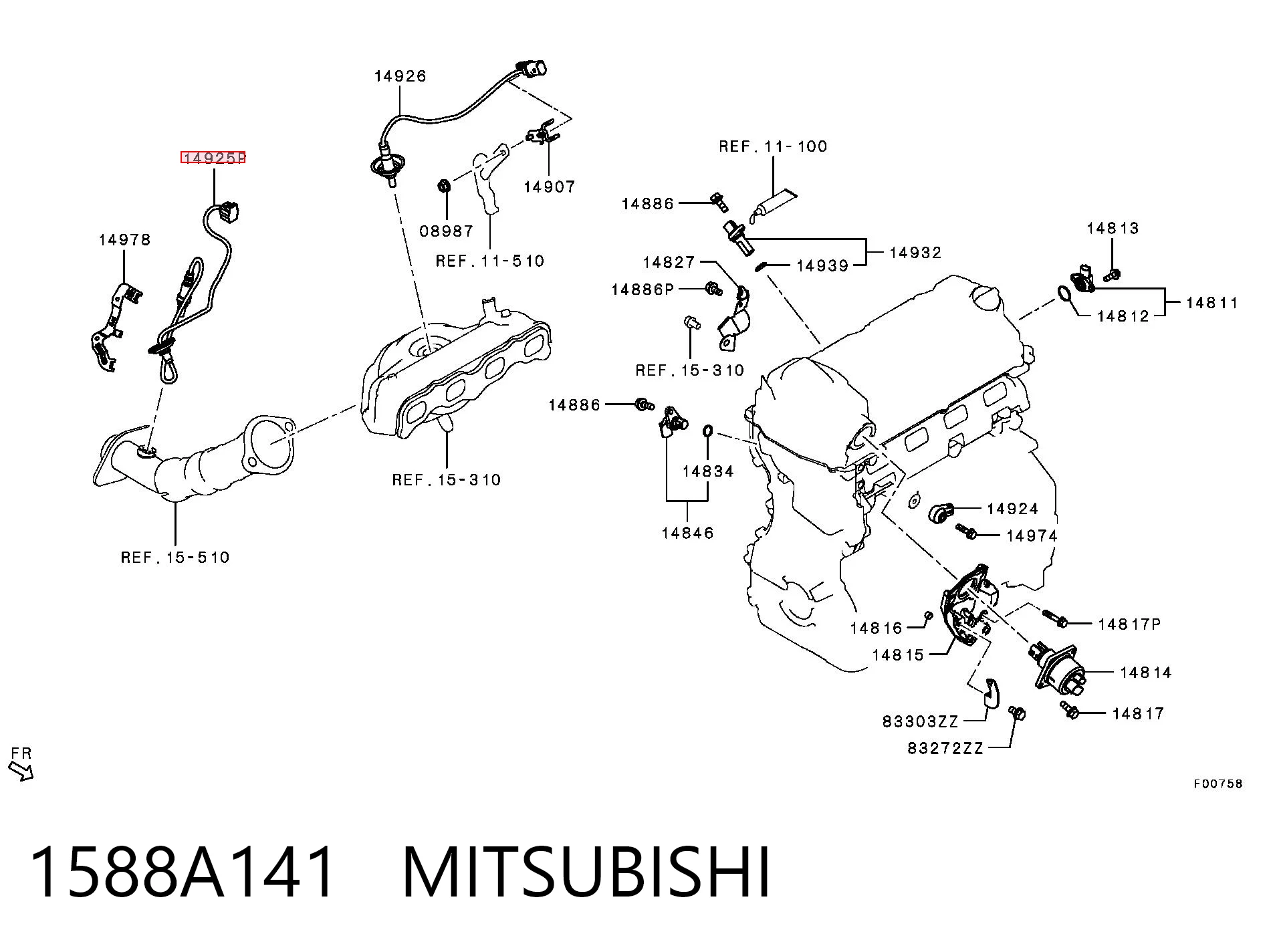 1588A141 Mitsubishi Лямбда-зонд, датчик кислорода до катализатора