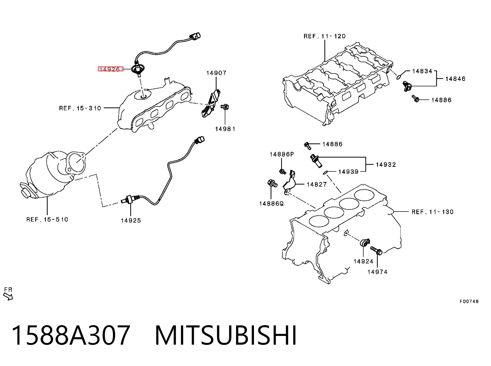 1588A307 Mitsubishi Лямбда-зонд, датчик кислорода до катализатора