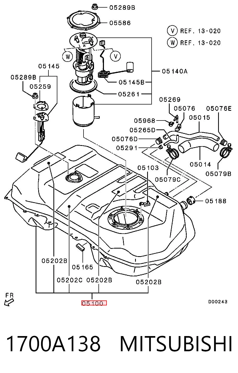 Бензобак Mitsubishi ASX внедорожник (GA) (2010 - 2026) цена, от 256.24 USD
