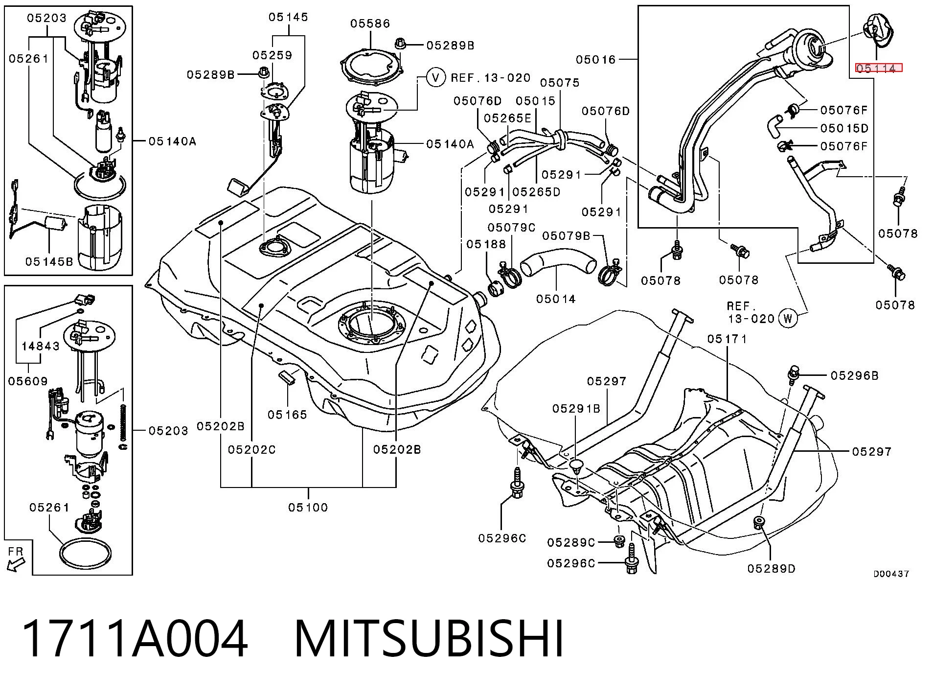 1711A004 Mitsubishi Крышка топливного Бака