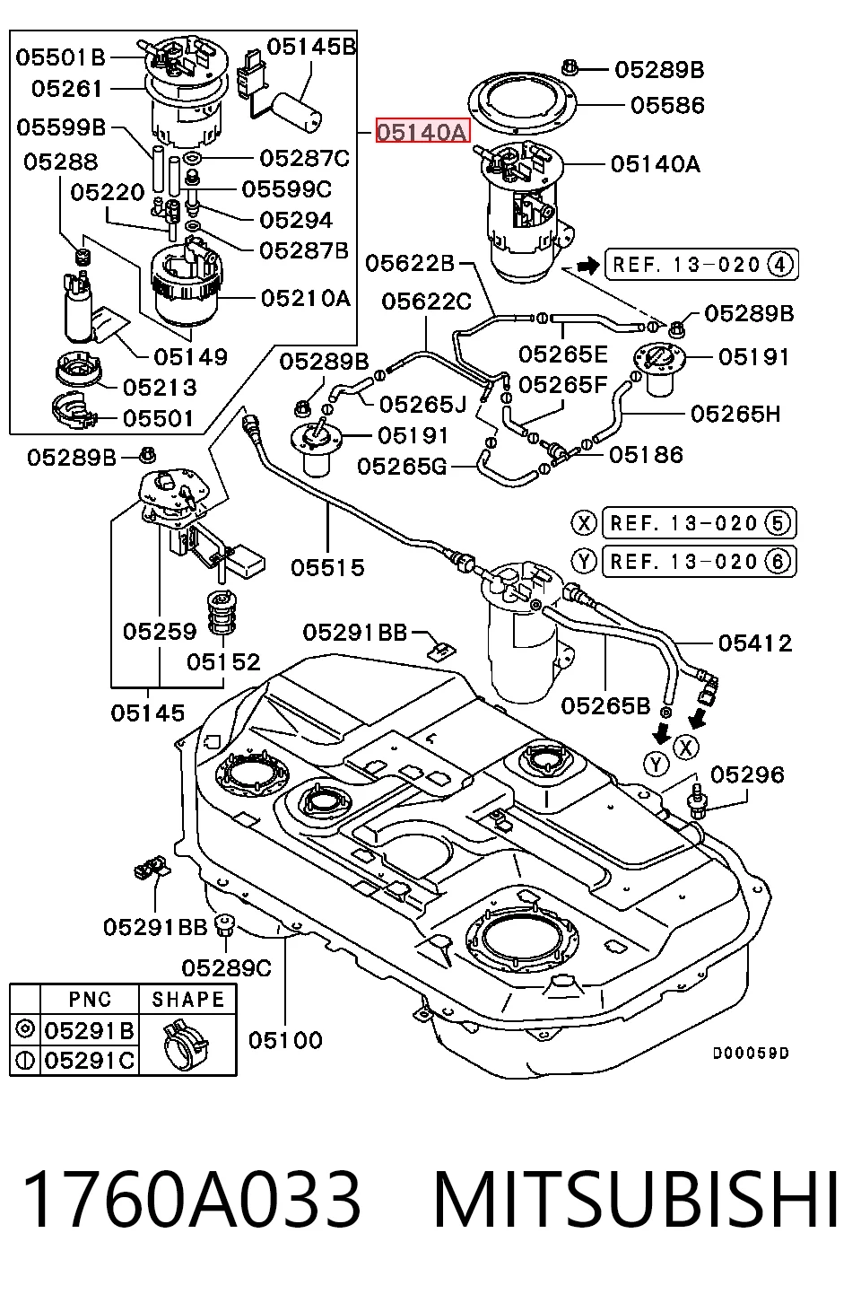 1760A033 Mitsubishi Электробензонасос