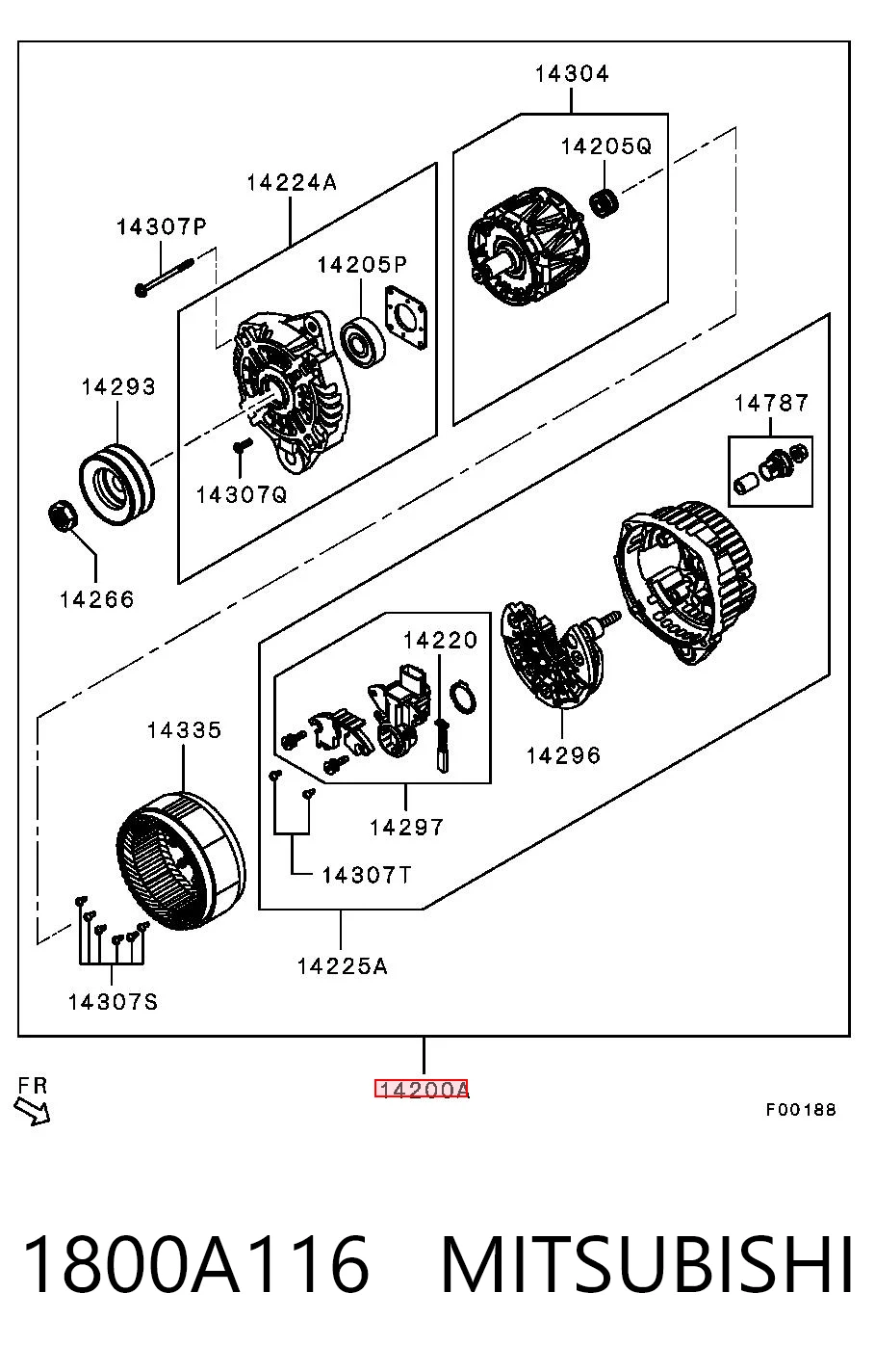 1800A116 Mitsubishi Генератор автомобильный