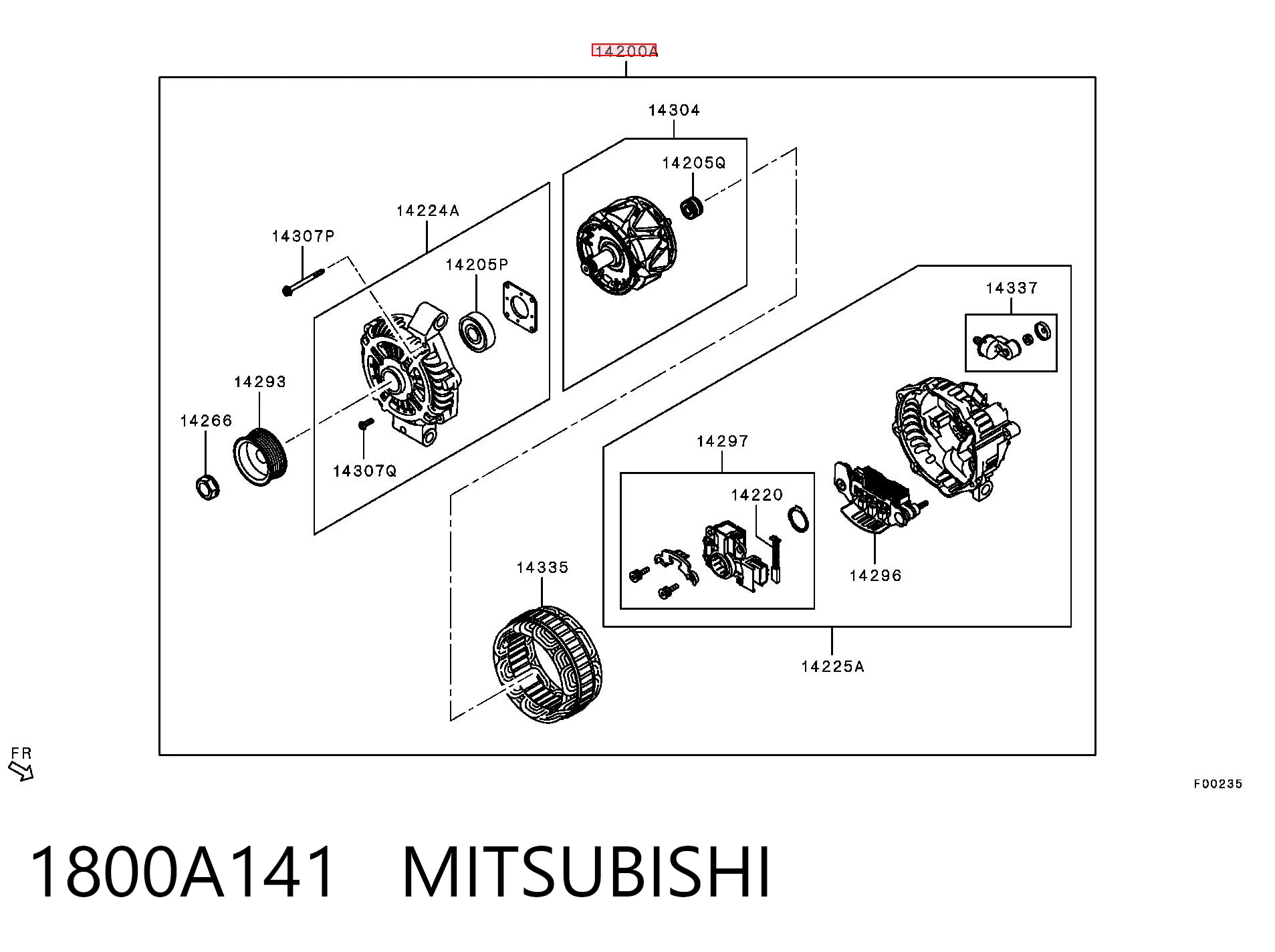 1800A141 Mitsubishi Генератор автомобильный
