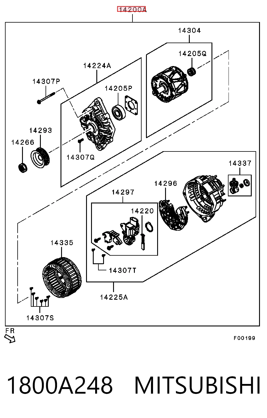 1800A248 Mitsubishi Генератор автомобильный