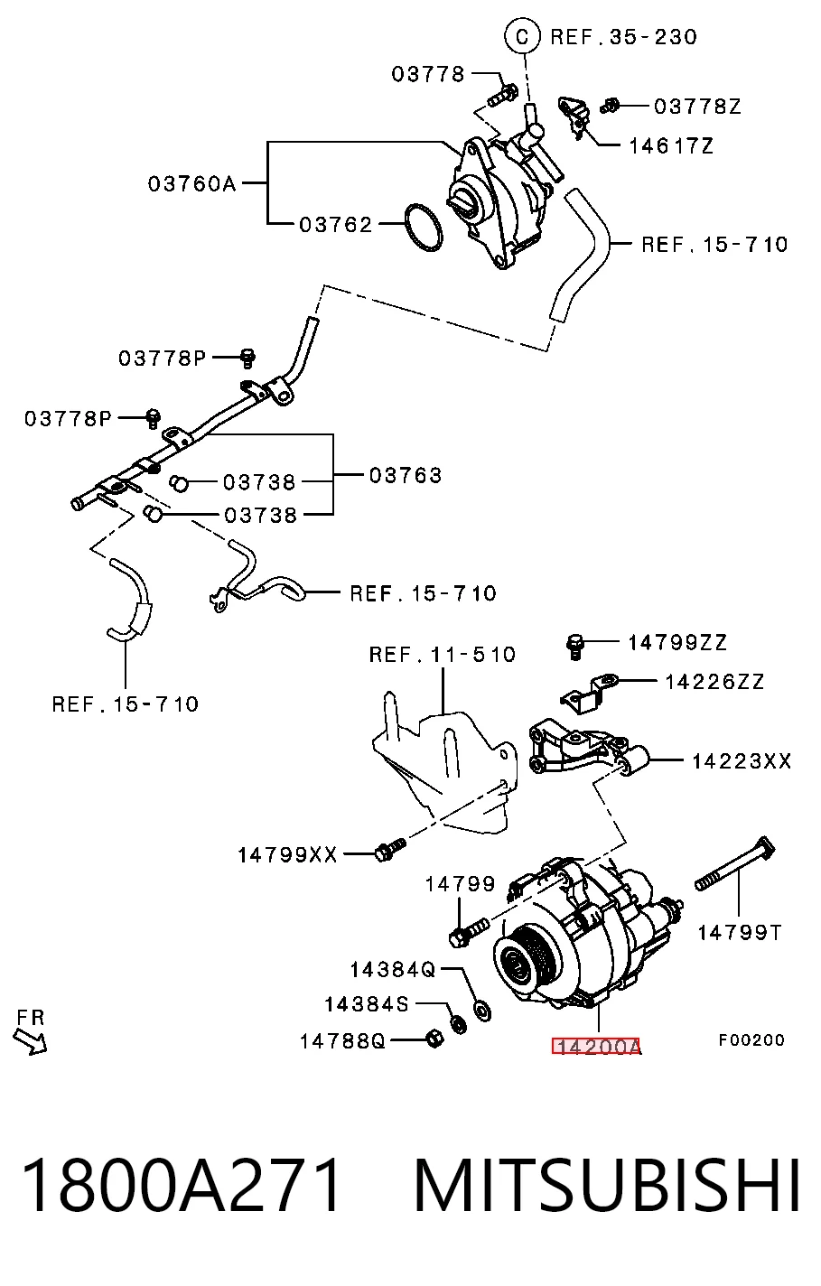 1800A271 Mitsubishi Генератор автомобильный