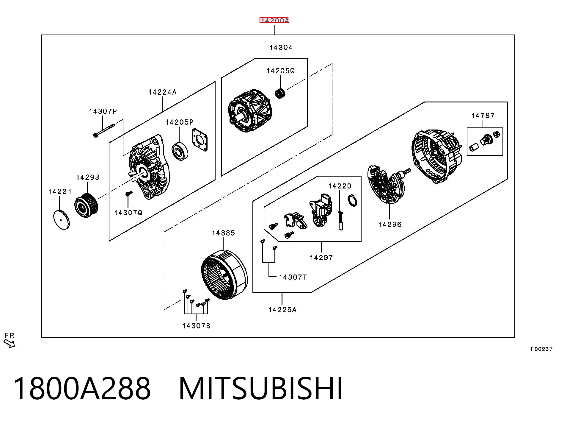 1800A288 Mitsubishi Генератор автомобильный