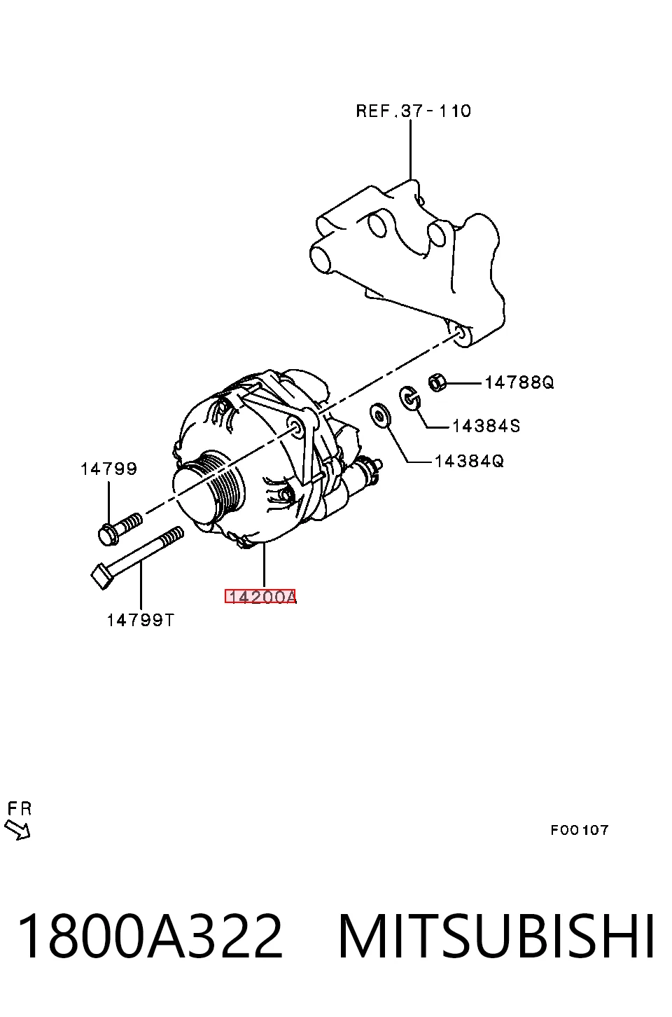 1800A322 Mitsubishi Генератор автомобильный