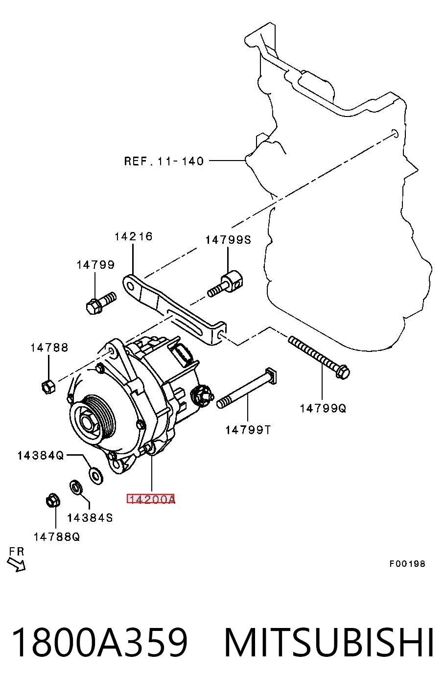 1800A359 Mitsubishi Генератор автомобильный