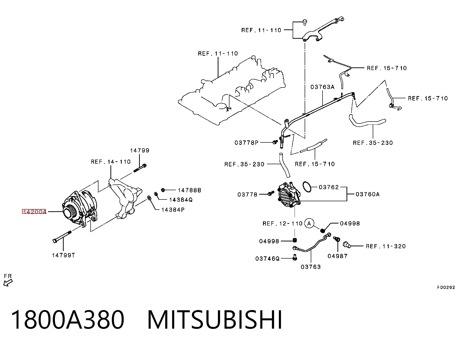 1800A380 Mitsubishi Генератор автомобильный