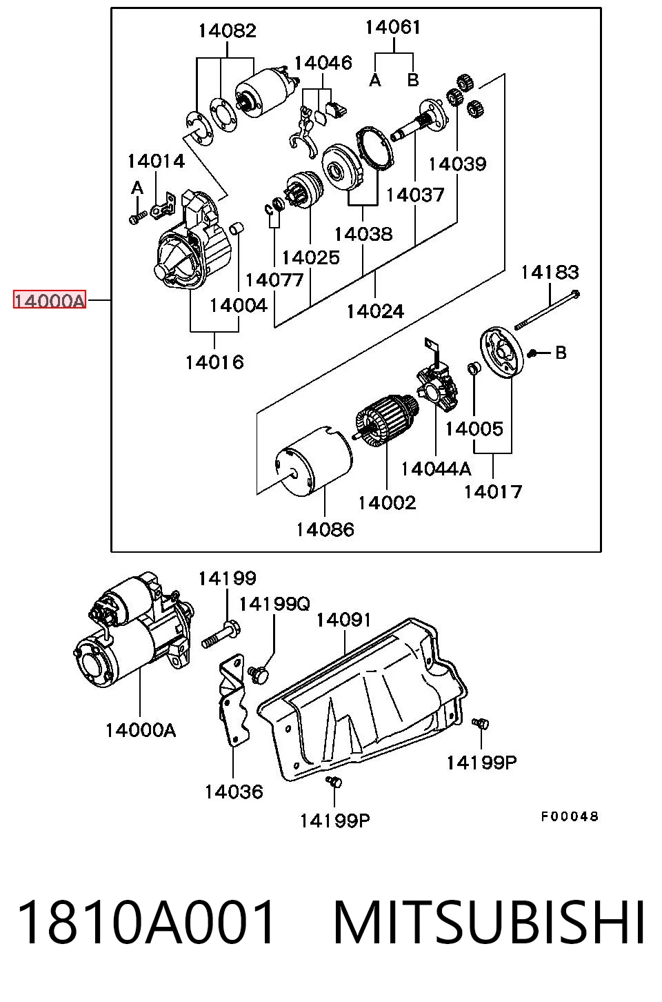 1810A001 Mitsubishi Стартер автомобиля