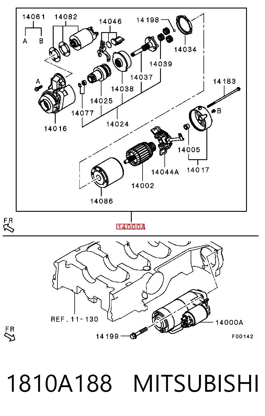 1810A188 Mitsubishi Стартер автомобиля