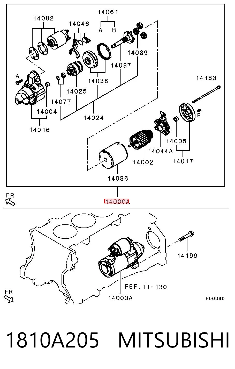 1810A205 Mitsubishi Стартер автомобиля