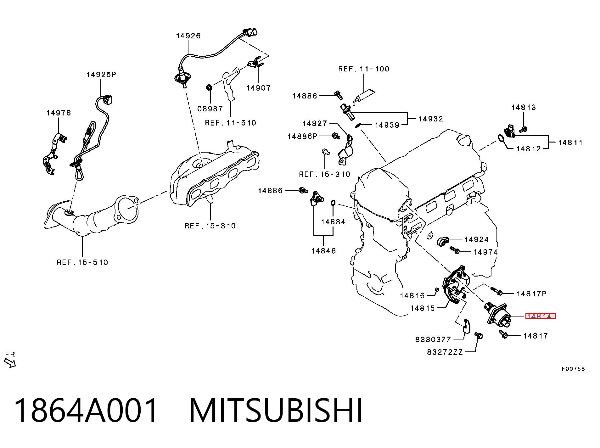 1864A001 Mitsubishi Регулятор фаз газораспределения