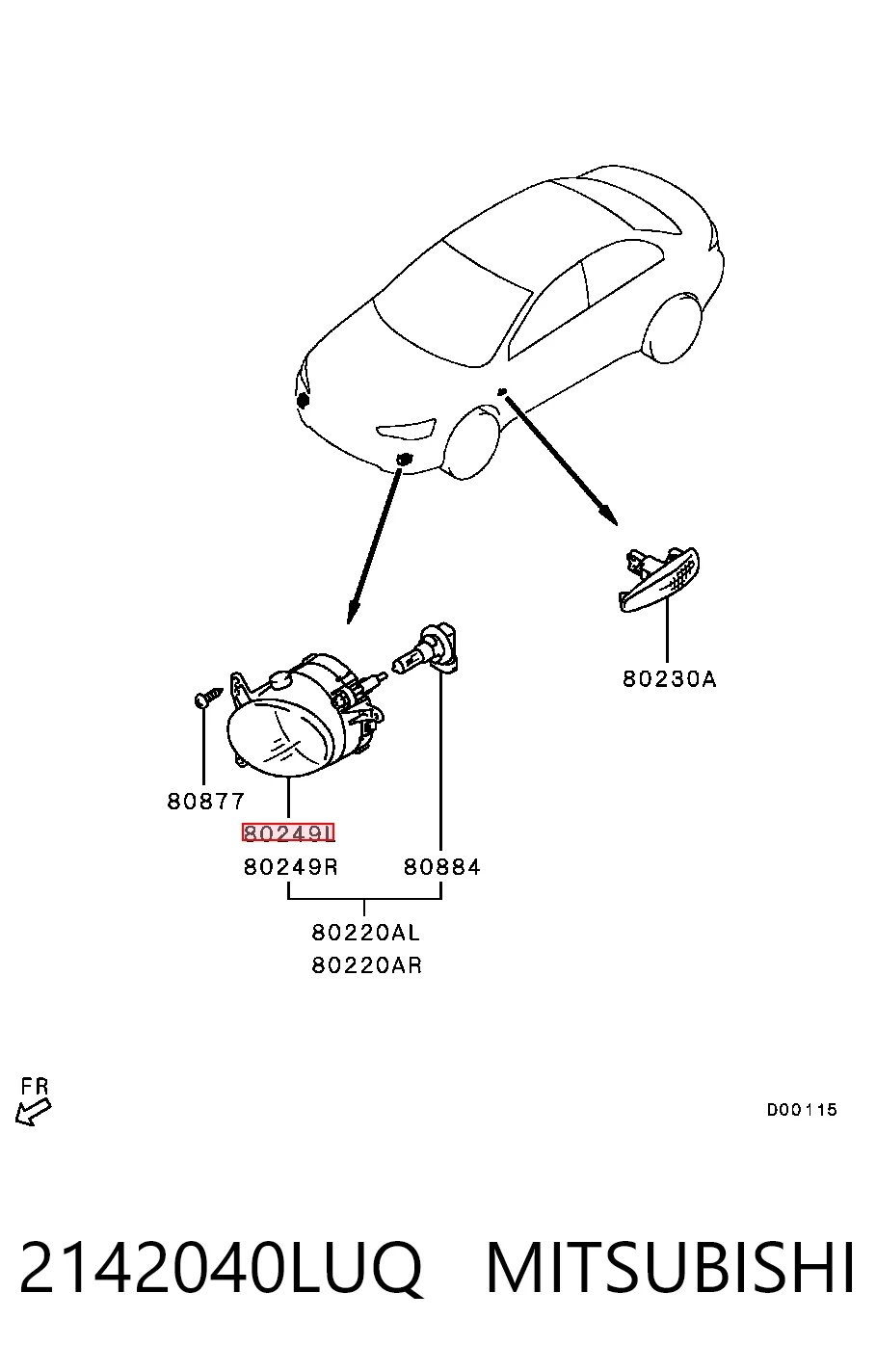 Фара противотуманная, левая Mitsubishi Lancer X седан (CY_A, CZ_A) (2007 - 2026) цена, от 44.49 USD