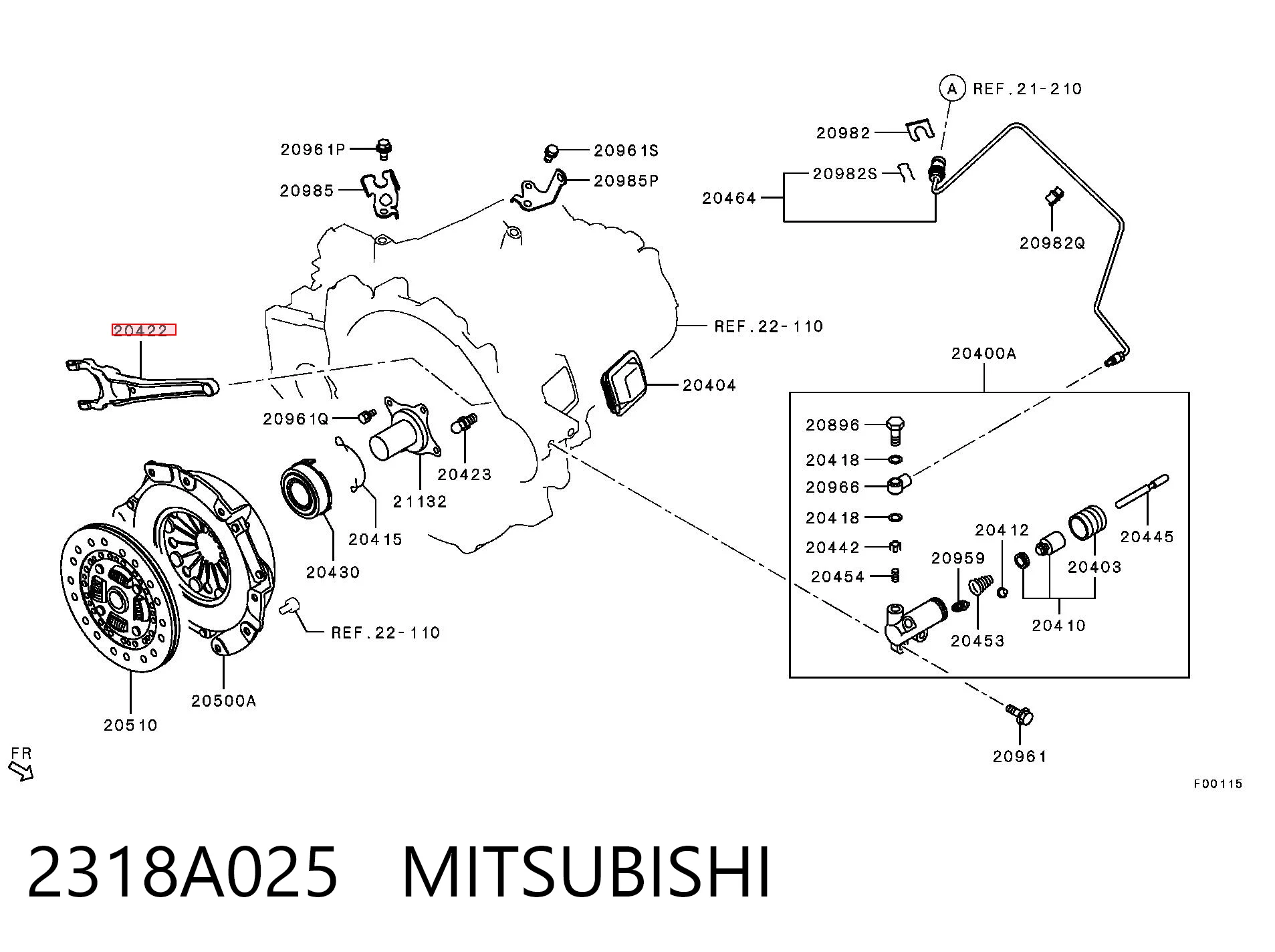 Вилка сцепления на Mitsubishi Lancer X CY_A, CZ_A