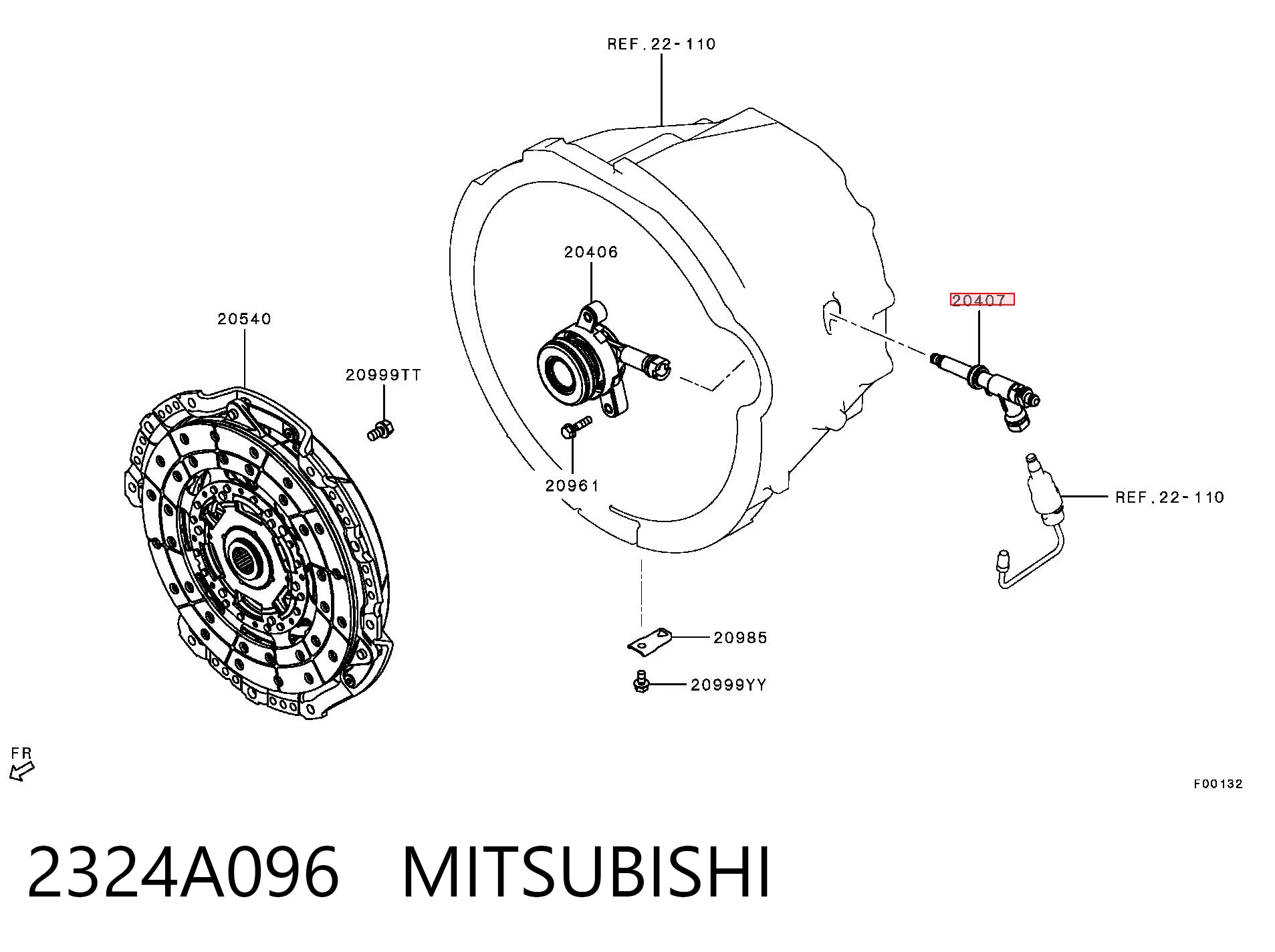 2324A096 Mitsubishi Тройник трубки сцепления