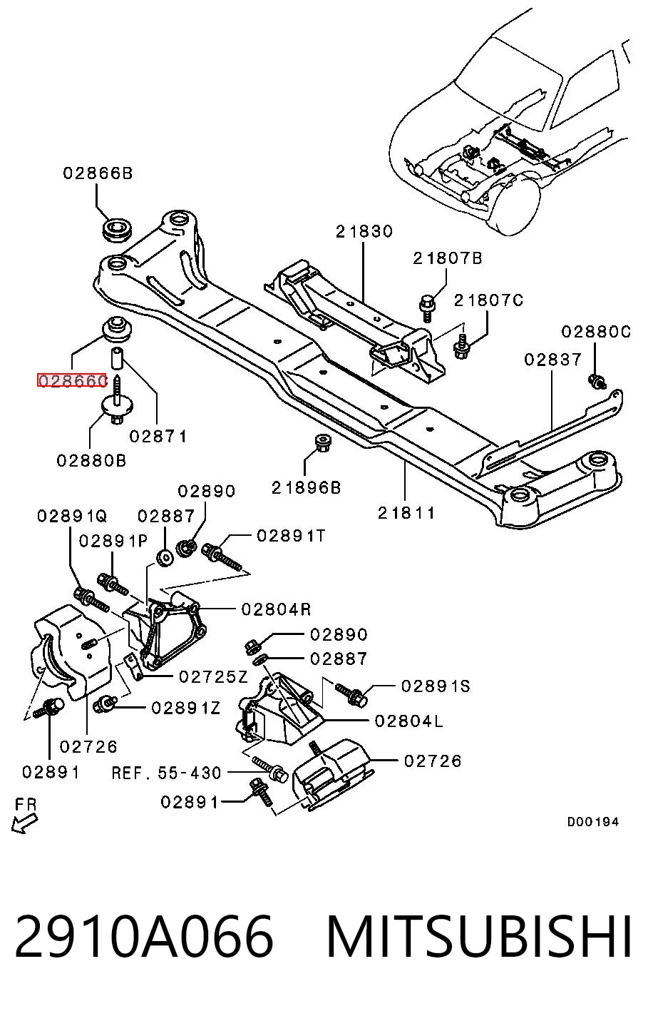2910A066 Mitsubishi Сайлентблоки передней балки