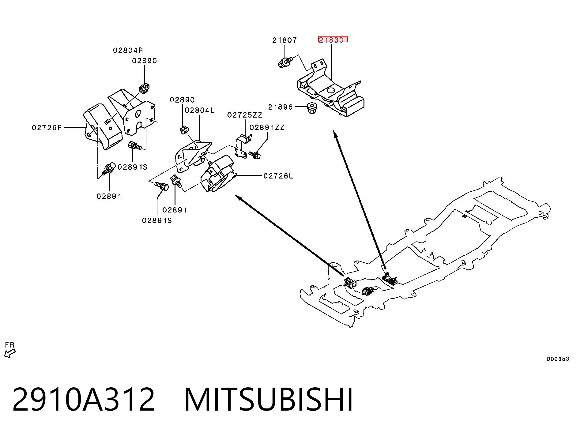 2910A312 Mitsubishi Задняя подушка двигателя
