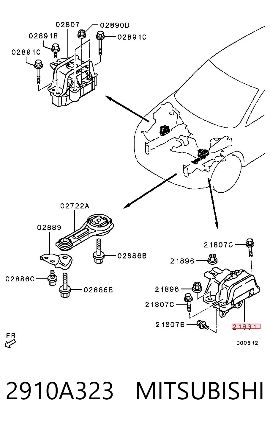 ST2910A323 SAT Подушка (опора) двигателя, левая