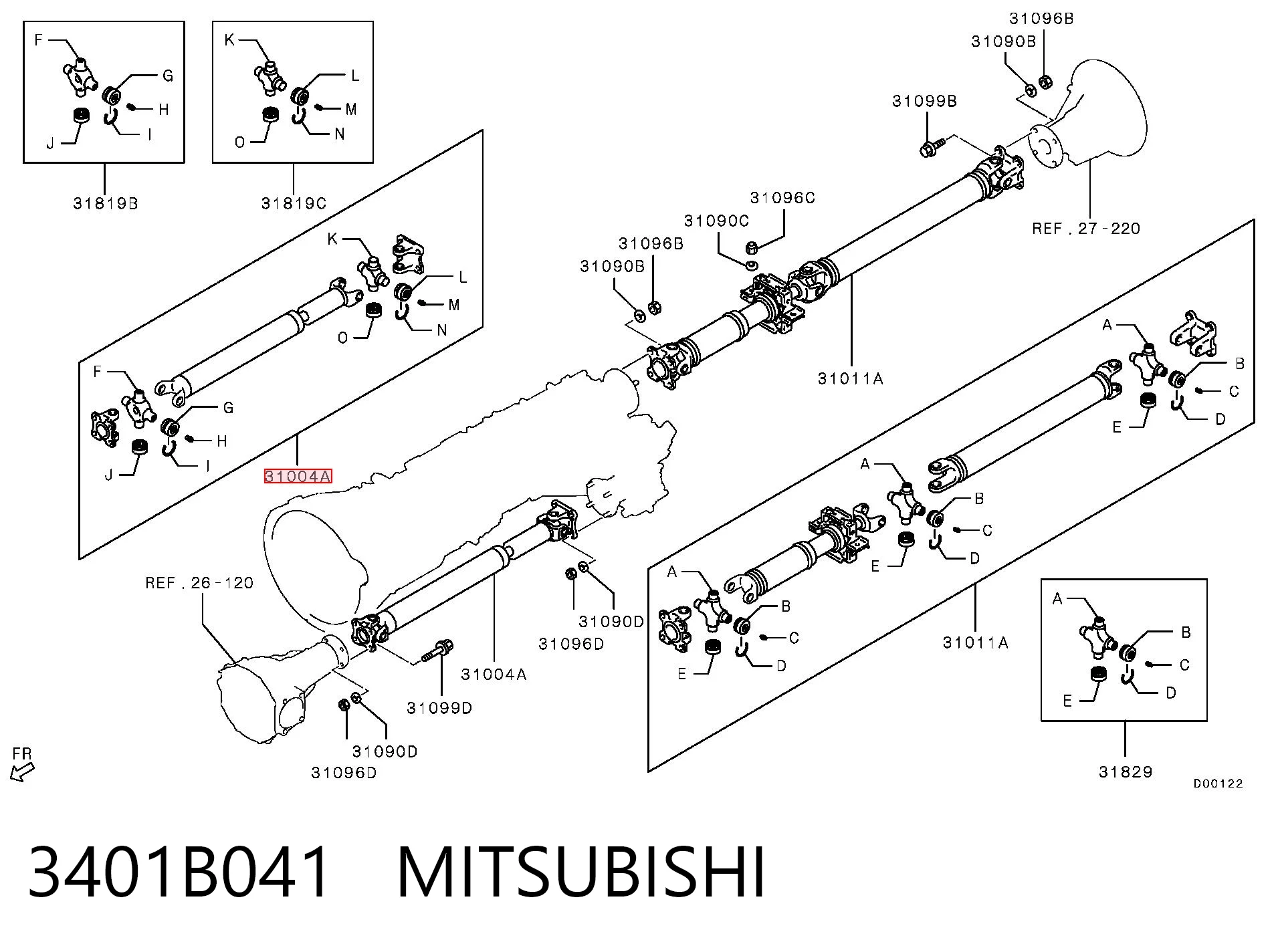 3401B041 Mitsubishi Передний карданный вал