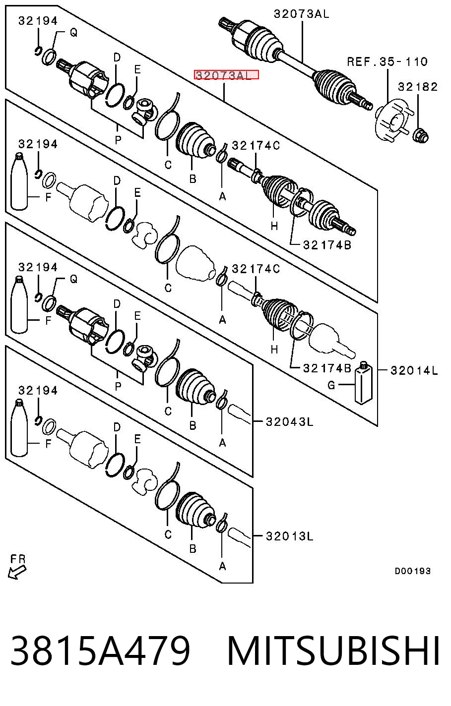 Левая полуось 3815A479 Chrysler