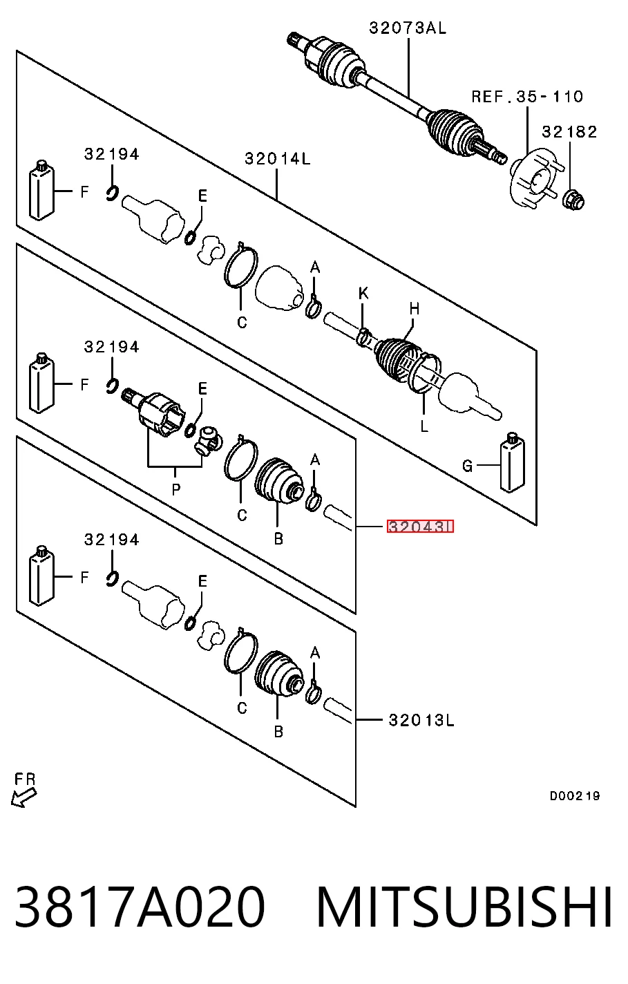 Шарнир угловых скоростей внутренний передний Mitsubishi Lancer X седан (CY_A, CZ_A) (2007 - 2026) цена, от 47.73 USD