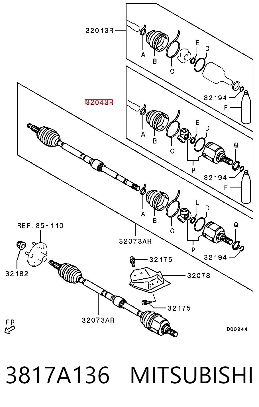 ШРУС внутренний правый 3817A136 Chrysler