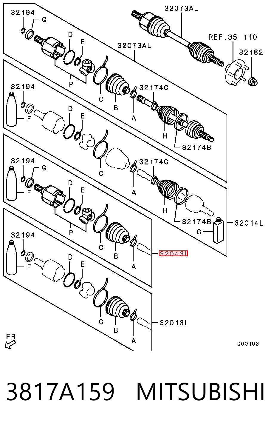 Купить 3817A159 Chrysler Шрус внутренний левый