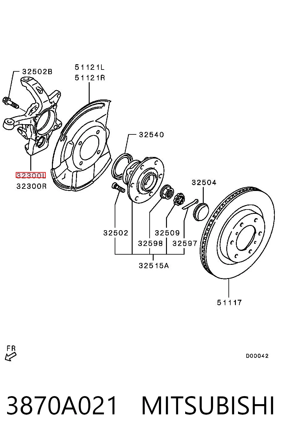 Цапфа передняя левая 3870A021 Chrysler