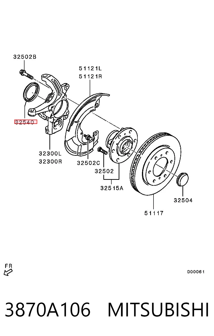 3870A106 Mitsubishi Сальник передней ступицы