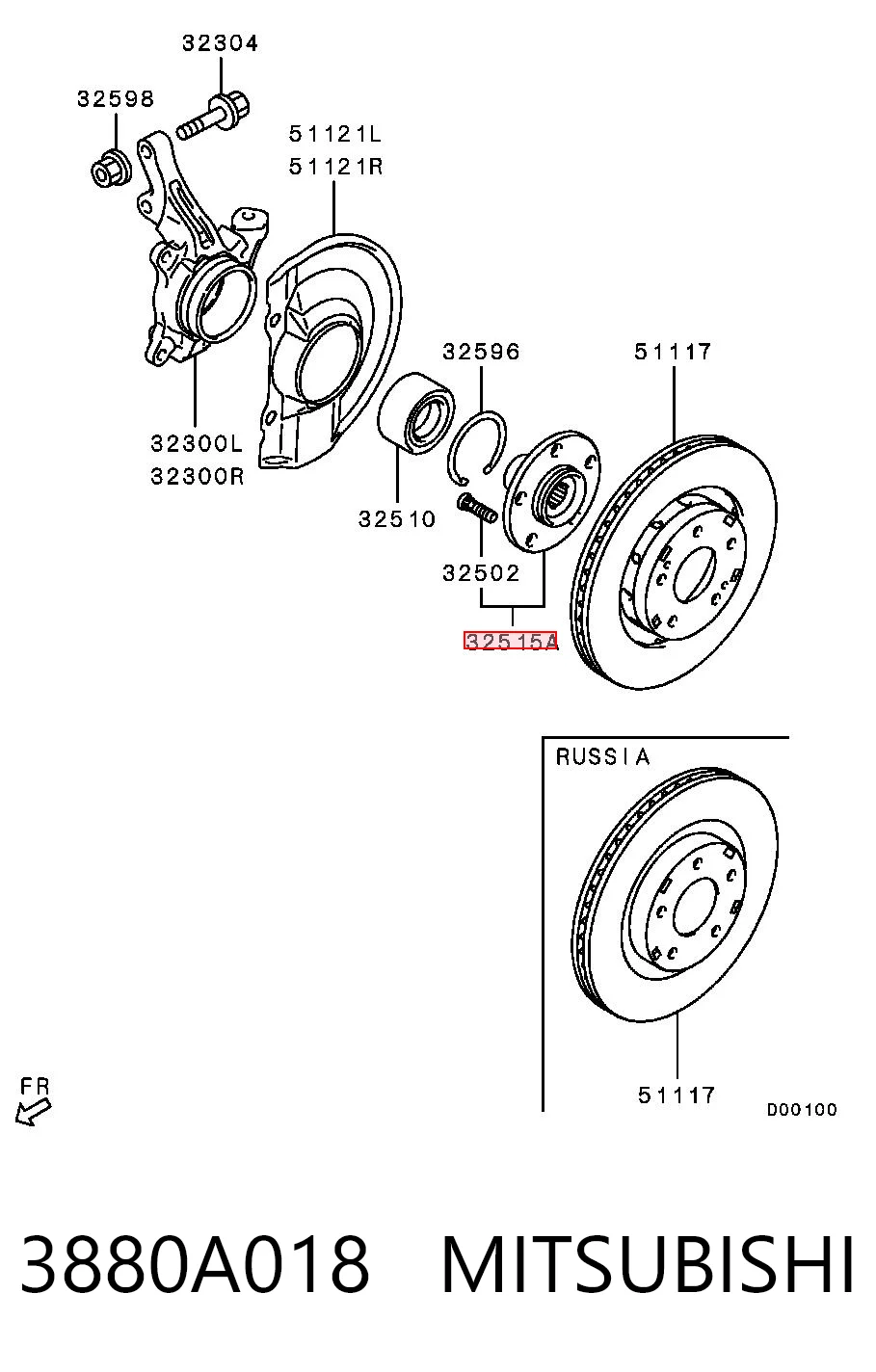 3880A018 Mitsubishi Ступица колеса передняя