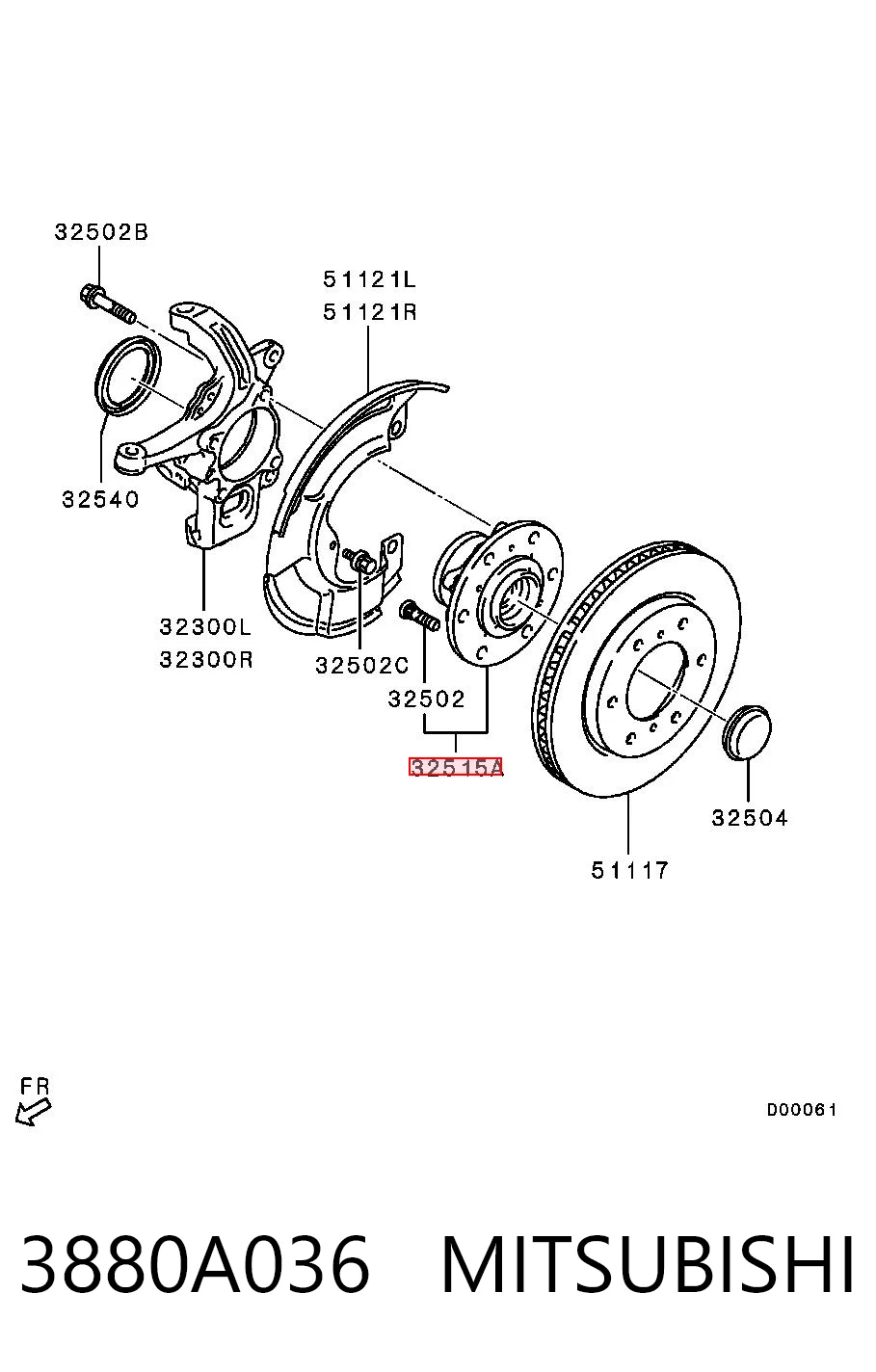 3880A036 Mitsubishi Ступица колеса передняя