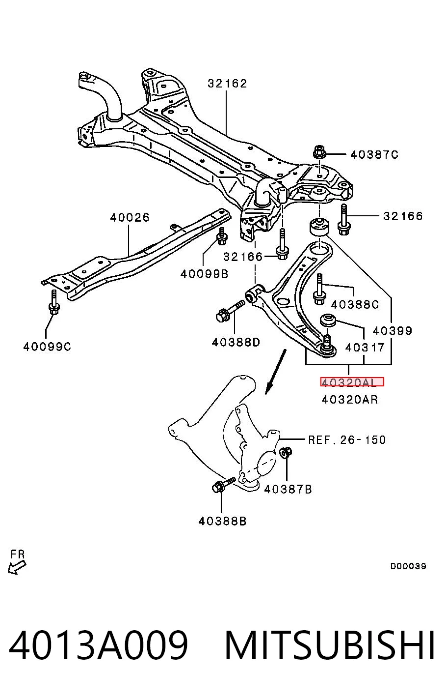 4013A009 Mitsubishi Рычаг передней подвески нижний левый