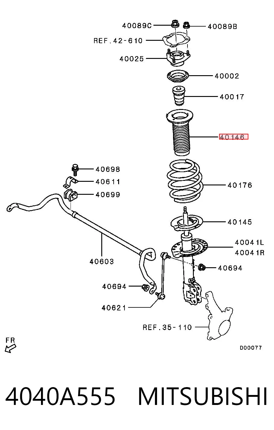 4040A555 Mitsubishi Пыльник стойки передней