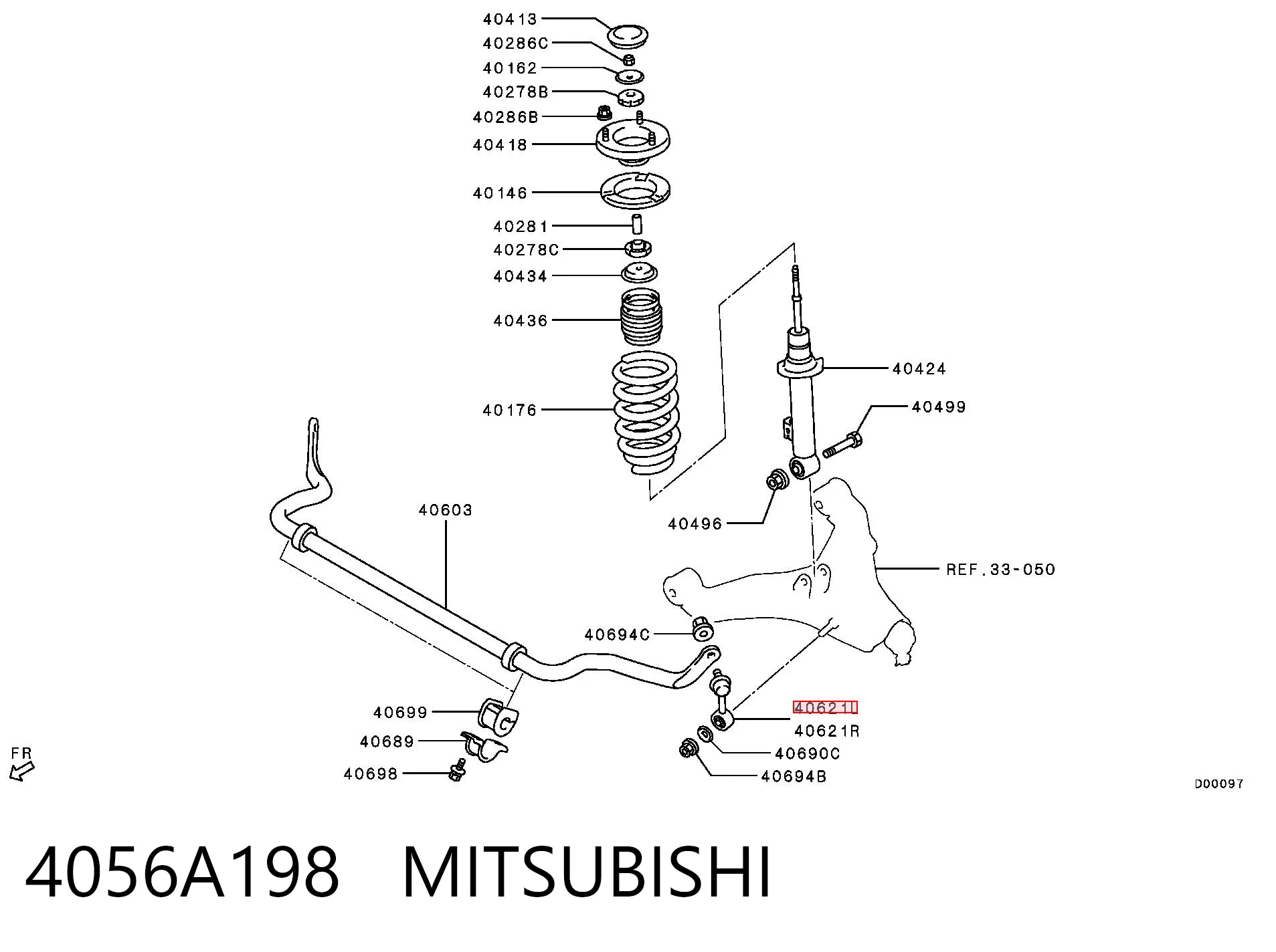 4056A198 Mitsubishi Тяжка стабилизатора, переднего, левая