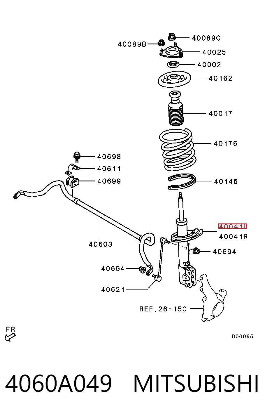 4060A049 Mitsubishi Амортизатор передний левый