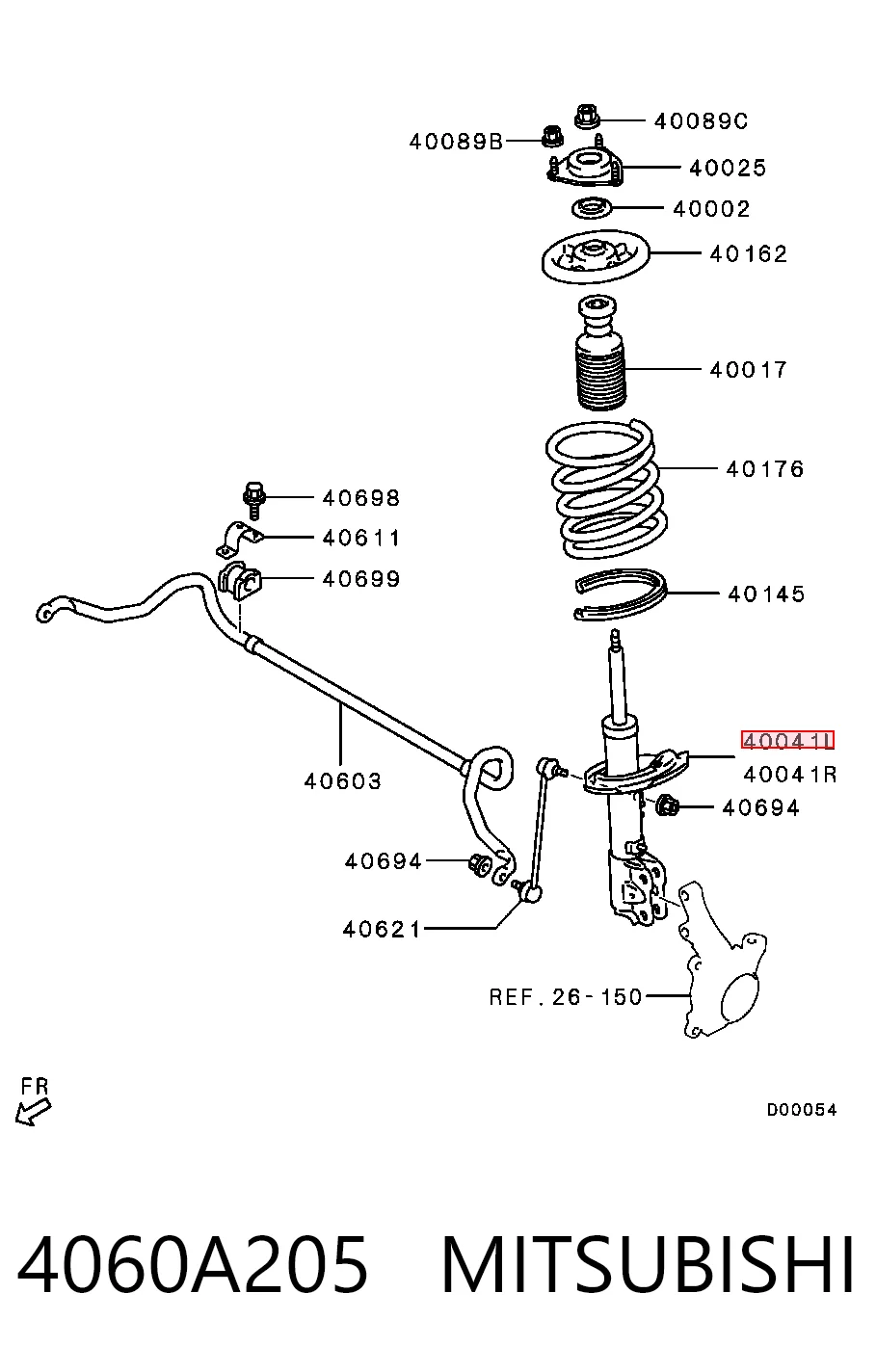 4060A205 Mitsubishi Амортизатор передний левый