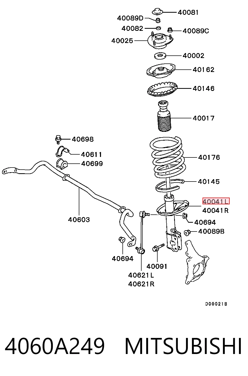 4060A249 Mitsubishi Амортизатор передний левый