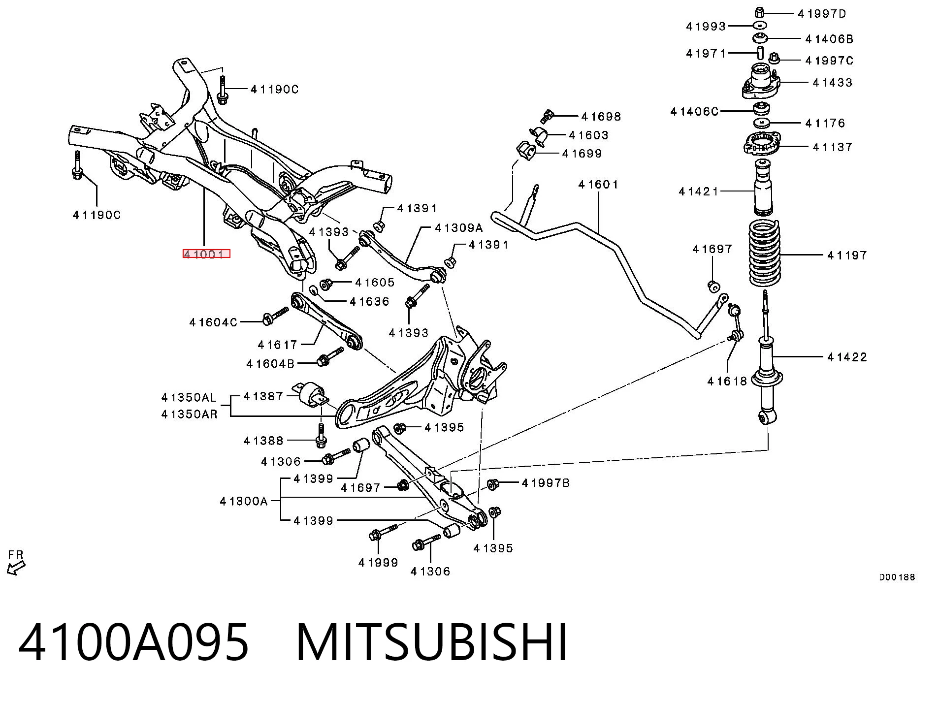 4100A095 Mitsubishi Подрамник задней подвески