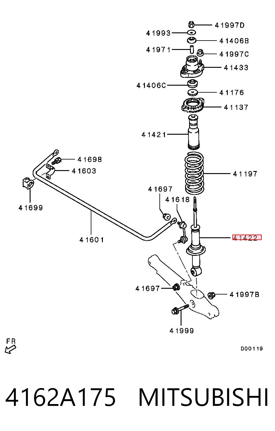 4162A175 Mitsubishi Амортизаторы задние