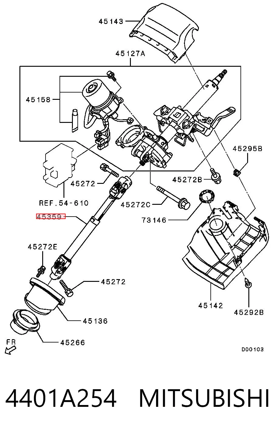 4401A254 Mitsubishi Кардан вала рулевой колонки, нижний