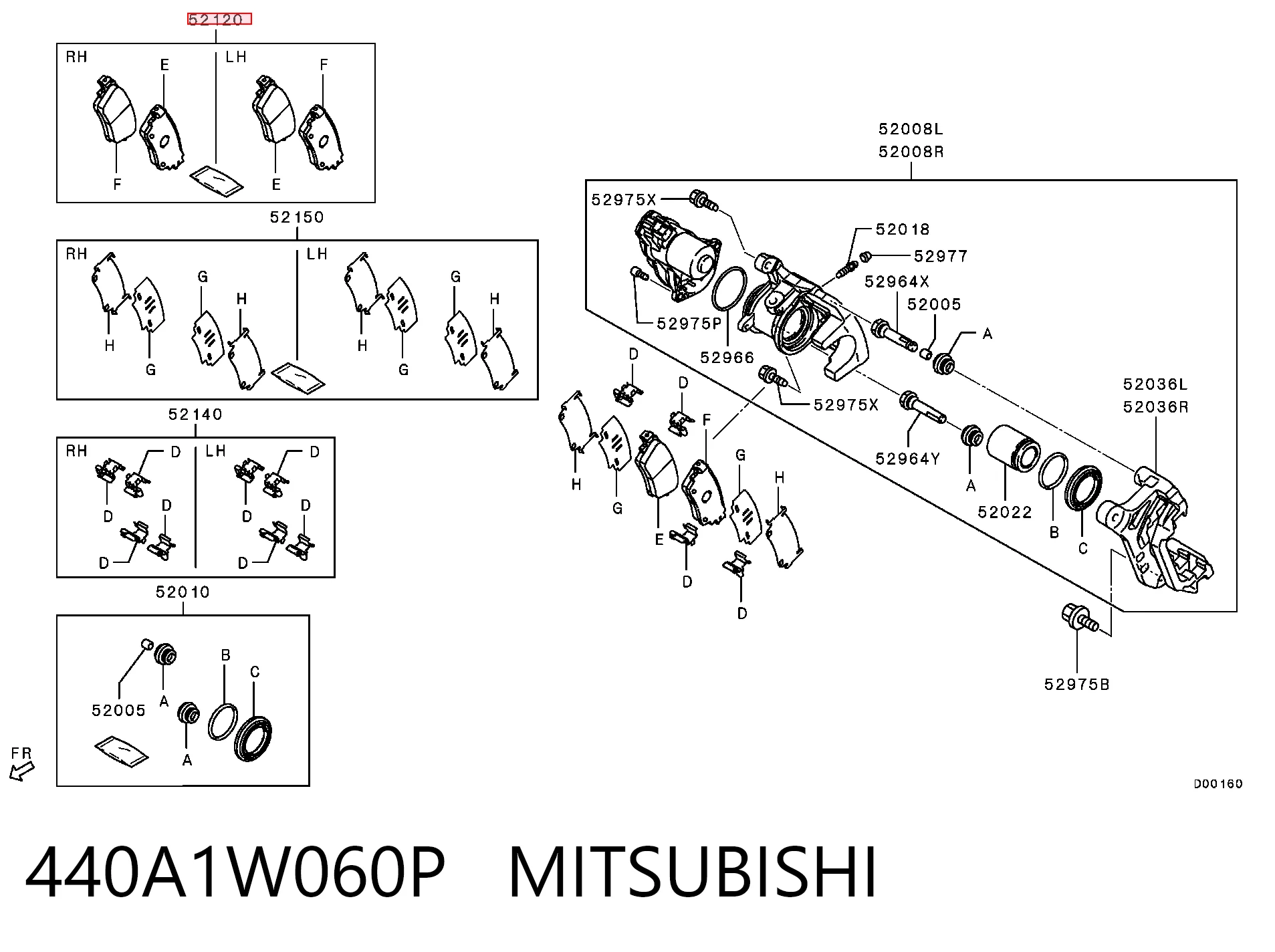 440A1W060P Mitsubishi Колодки тормозные дисковые комплект