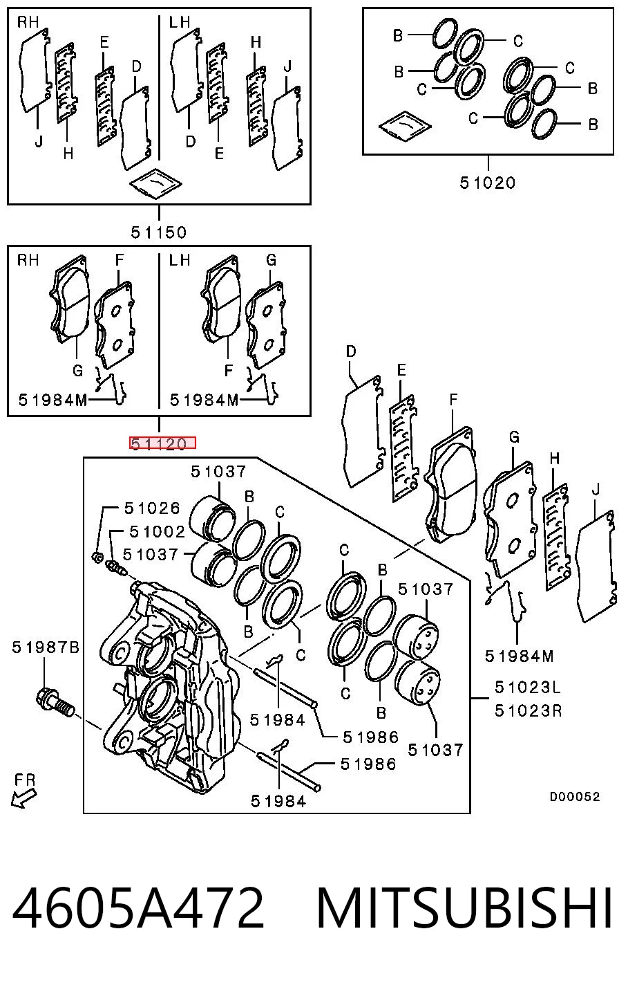 4605A472 Mitsubishi Колодки передние