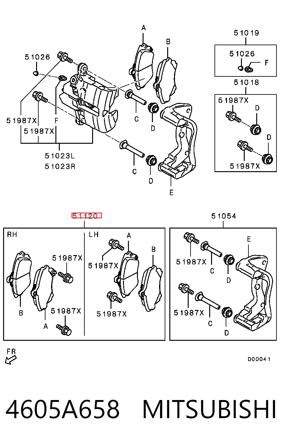 Колодки тормозные передние дисковые MITSUBISHI 4605A658