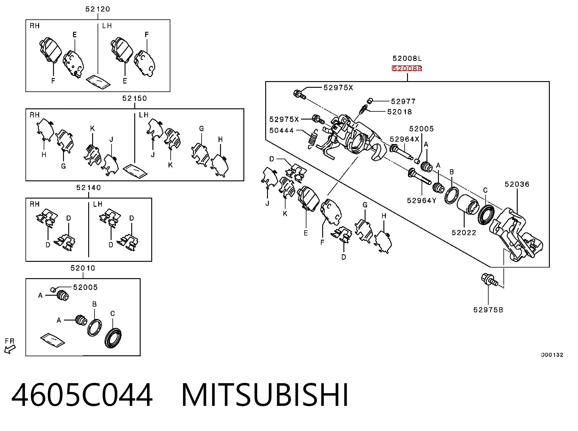 4605C044 Mitsubishi Суппорт тормозной задний правый