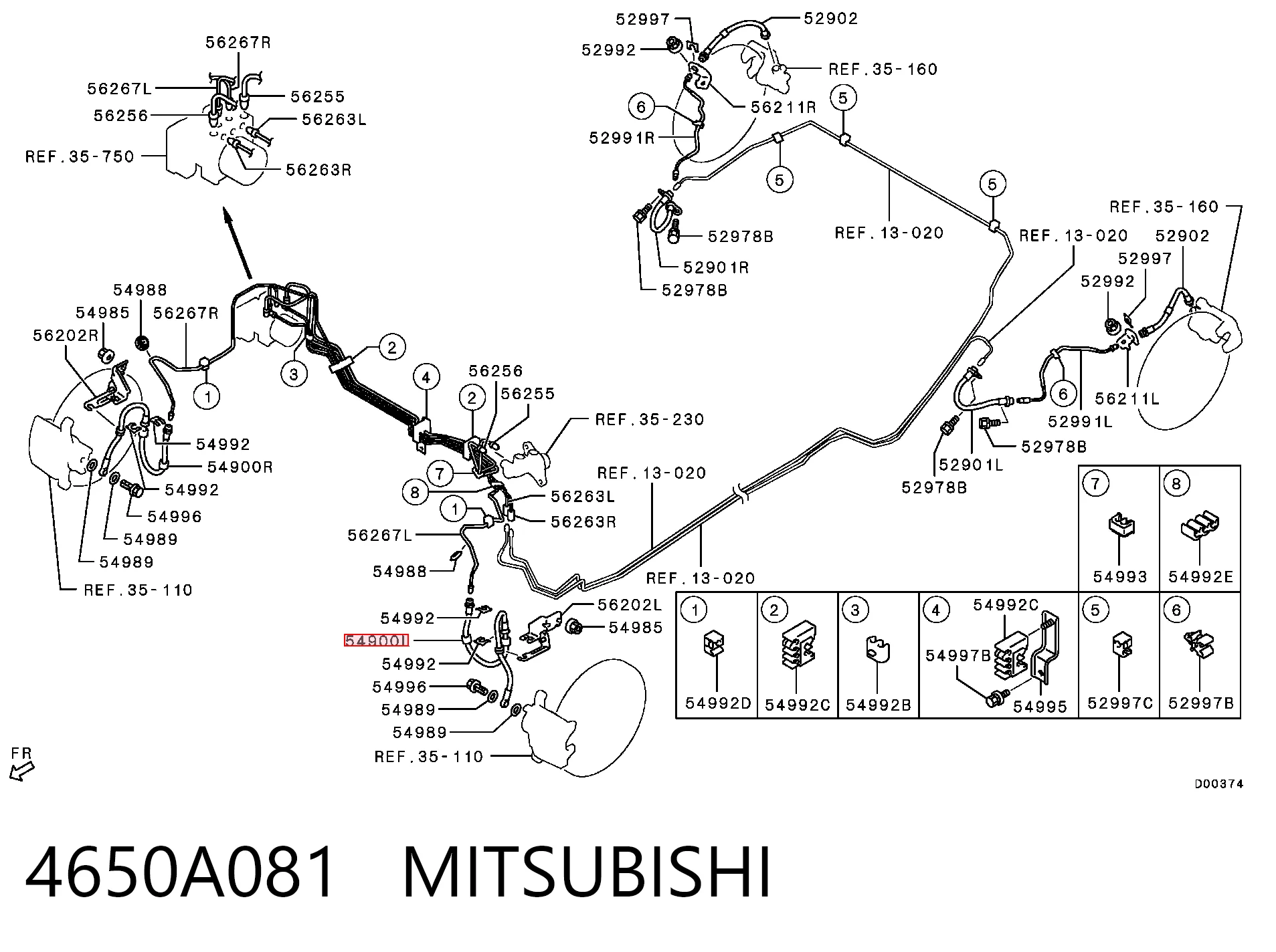 4650A081 Mitsubishi Шланг тормозной левый передний